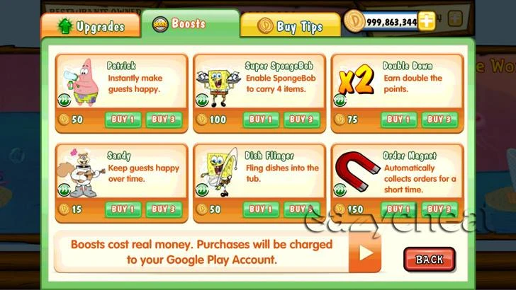 SPONGEBOB DINER DASH CHEAT